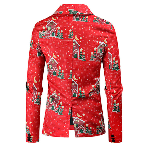 Herr 3d-utskrift julstil kostym Business Casual 3-delat L