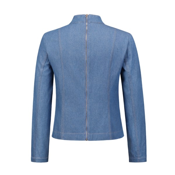 Damjacka i Denim med Rund Krage och Blixtlås Dark Blue S