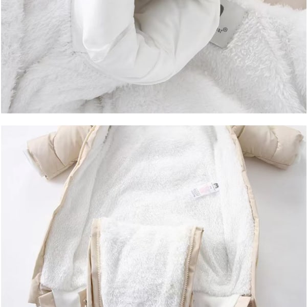 Baby Snow Suit Bedårande Hoodie Jumpsuit Winter beige 18M-24M