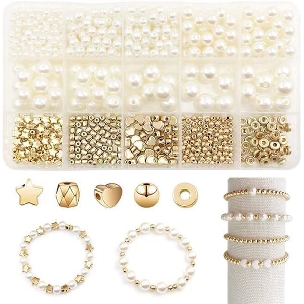 Pärlor för armband, 720 st Pärlor och Gyllene Distanspärlor Gold