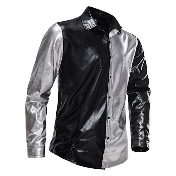 Herrarnas Långärmad Patchworkjacka med Pailletter Silver XL