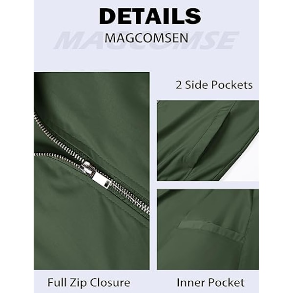 Mænds Jakke Casual Pilot Fuldt Lynlås Jakke Green XL
