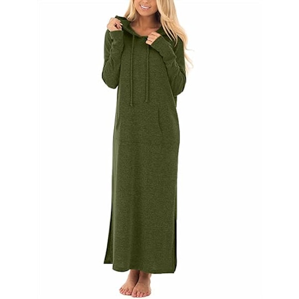 Klänning med luva för kvinnor med fickor Green M
