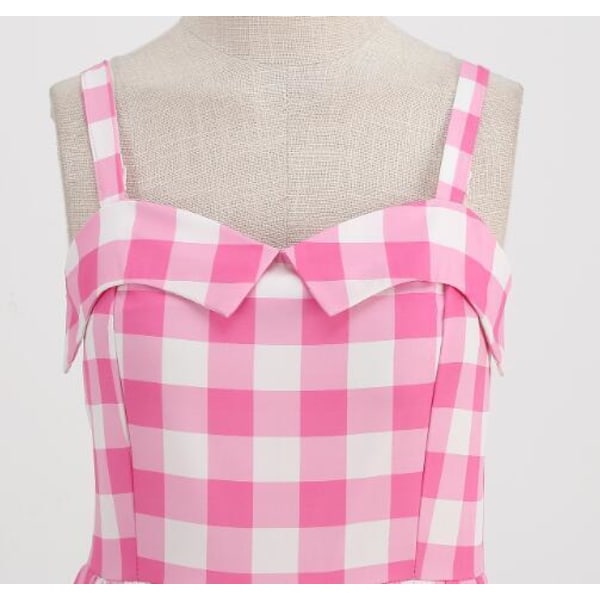 Rosa Polka Dot Rutig Halter Dress Pink Bow S