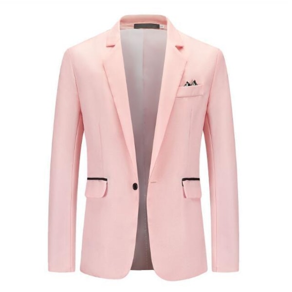 Slim Fit Casual Blazerjacka med en knapp för män pink L