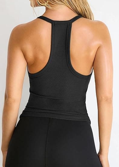 Dam Racerback Basic Tank Camisole V-ringad Slim Fit Ribbad Ärmlös Black M