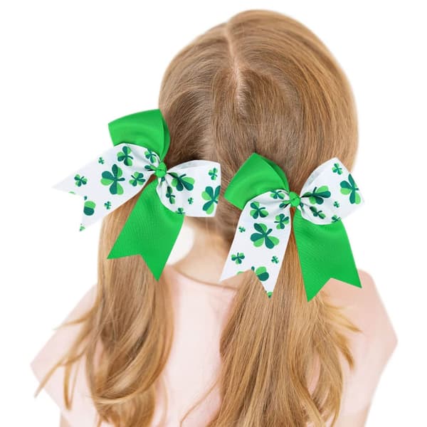 Clover Shamrock -hiusnauhat tytöille Pyhän Patrickin päivän hiuslisäkkeiksi