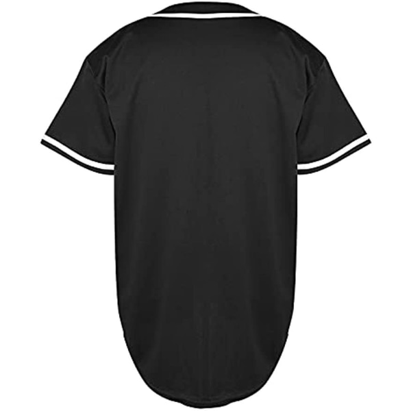 Mænds Cardigan Baseball Jersey Kortærmet Sport T-shirt Black XXXL