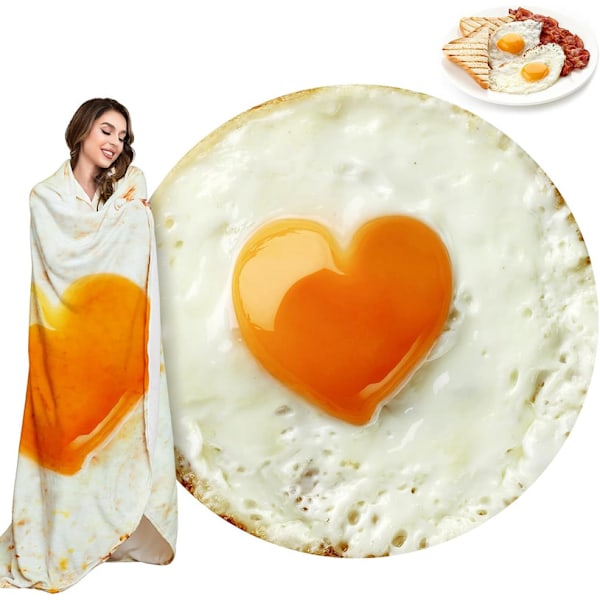 Matta i form av en tortilla, rolig äggpläd Q3 90*90cm
