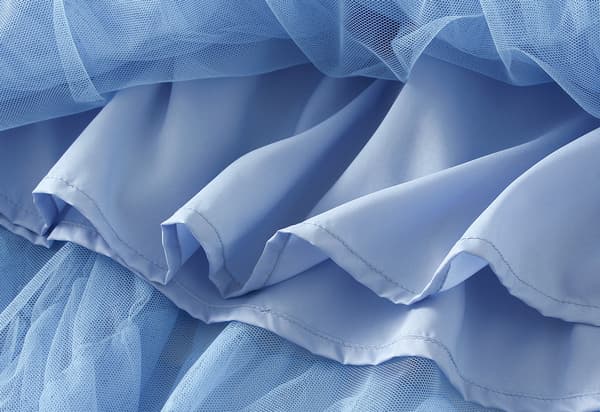 Kvinders Sød Elastisk Talje Tulle Lagdelt Ruffles Mesh Lang Lagdelt Skørt Blue