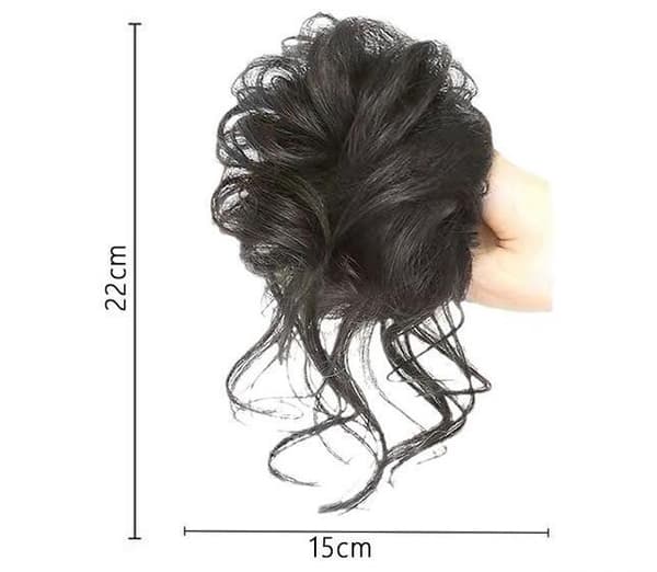 Hårstykke for rotete dott, rufsete oppsatt elastisk hår-dott hårstykke black brown