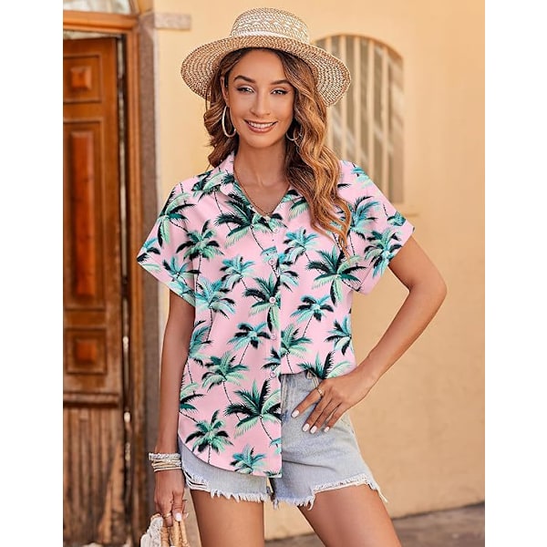 Kvinder Hawaii Skjorter, Kortærmet Pink XL