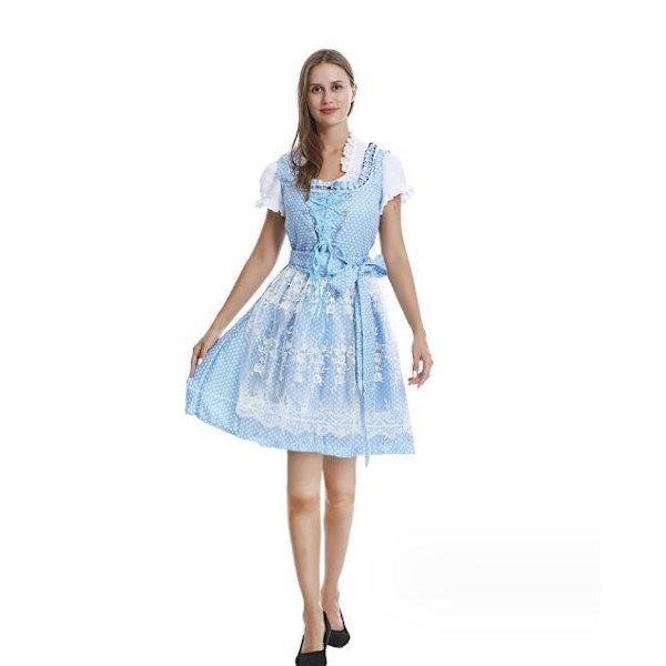 Blå Oktoberfestklänning för kvinnor med tryck 4XL