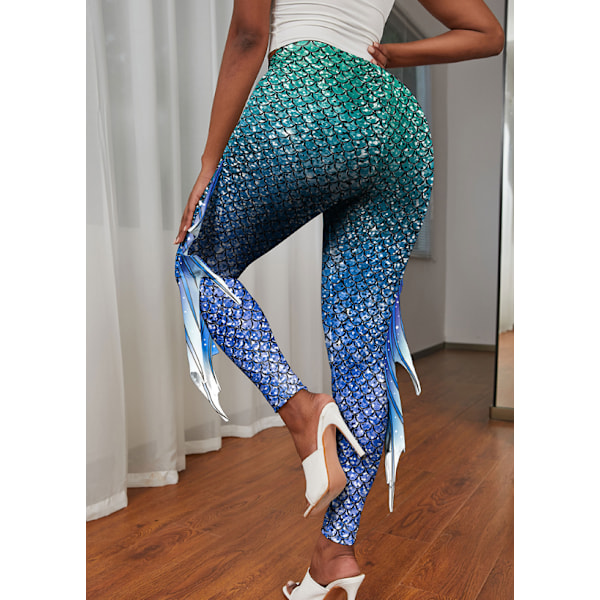 Sjöjungfru Leggings för Kvinnor Fiskfjäll Leggings Style 4 M