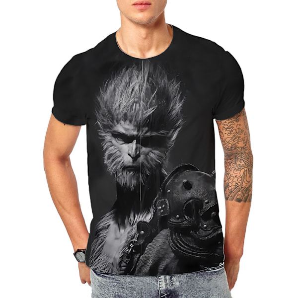 T-shirt til mænd og kvinder, kortærmet, 3D Monkey King, Wu-Kong Q2 M