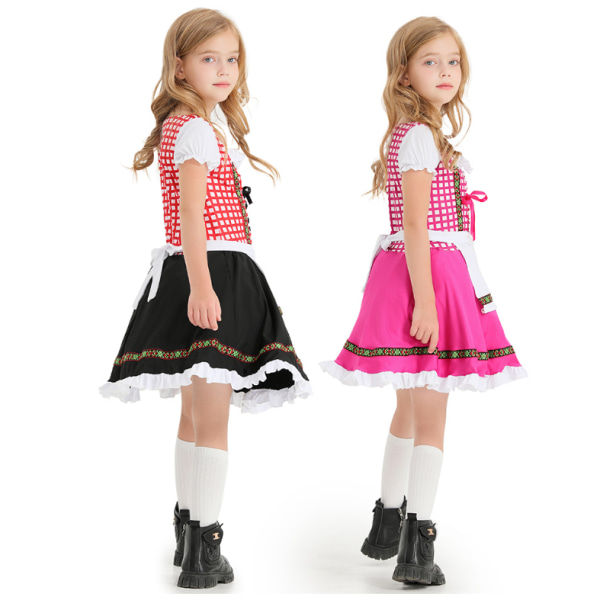 Traditionell tysk bayersk Dirndl Oktoberfest klänning för flicka Black XS