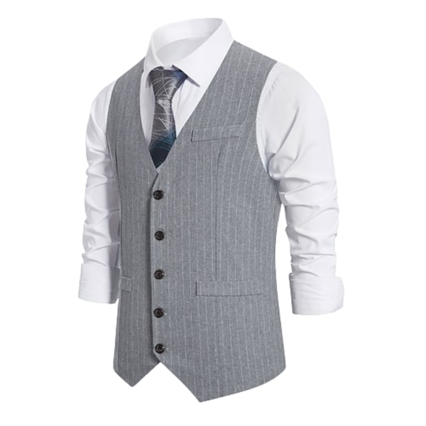 Herrkostym väst slim fit väst affärsväst för kostym smoking grey M