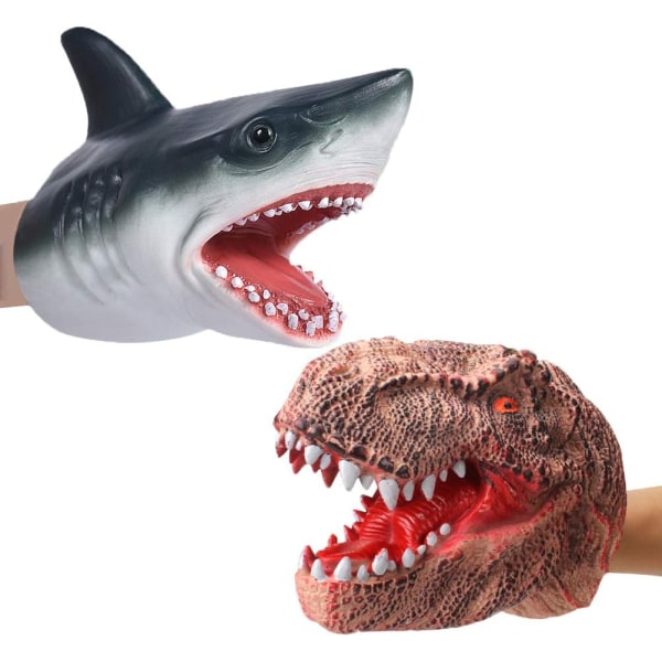 Hand Puppet Dinosaurie och Shark Hand Puppet Toys Battle