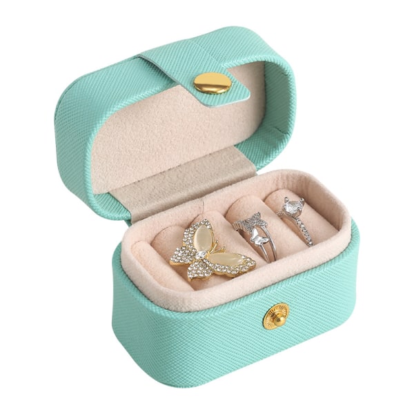 Mini Ring Oppbevaringsboks Organizer Reise Smykkeetui Blue