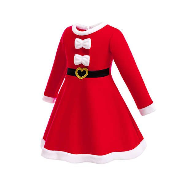 Julklädsel för flickor Santa Kostym Röd Klänning 130