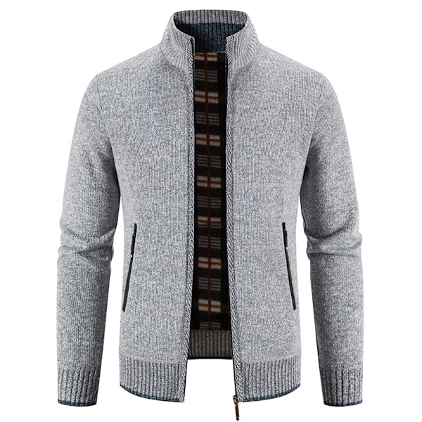 Stickade Casual Cardigans för män Light Grey L