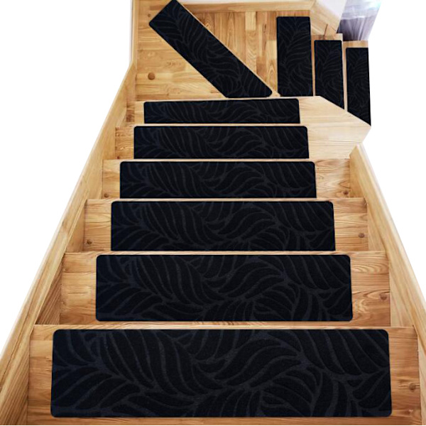 Halkfria trappsteg Matta inomhus trappmattor black 12pcs