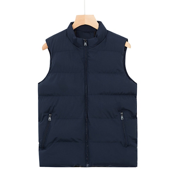 Män Casual Stand krage väst Vadderad jacka väst dark blue M