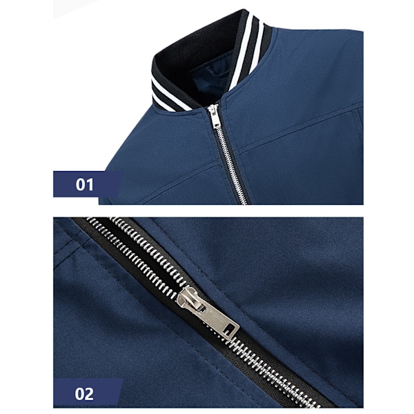 Mænds Jakke Casual Pilot Fuldt Lynlås Jakke Blue XL