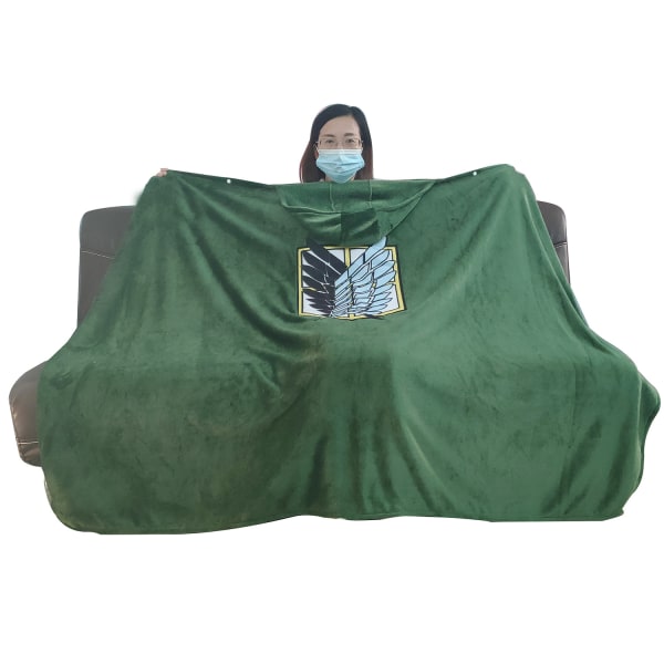 Attack on Titan Cosplay Hooded Cloak Anime Wearble Throw Blanket 150*70cm
