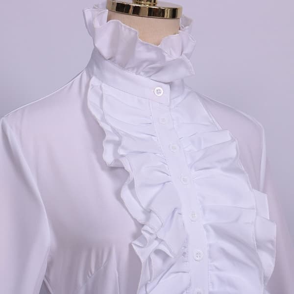 Dame Victorian Bluser Langærmet Gothic Skjorte Toppe White S