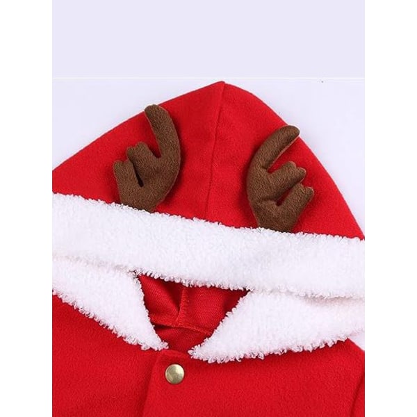 Flickor Jul Fru Jultomten Kostym Röd sammet Hoodie Klänning 140cm