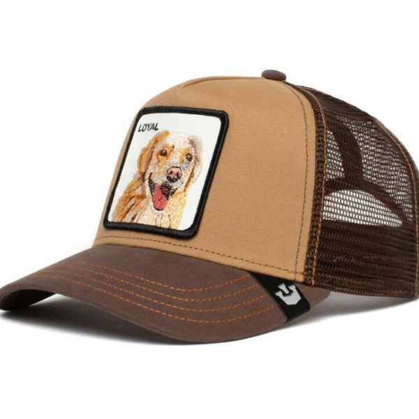 Trucker Hatt med broderad patch med mesh för djur Brown Dog