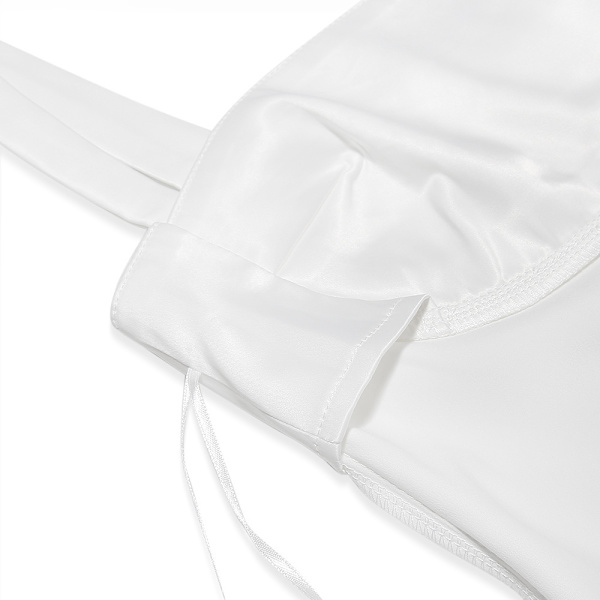 Sommar-miniklänning för kvinnor 2024, kvadratisk halsringning, kroppsnära, sexig, draperad, ärmlös white L
