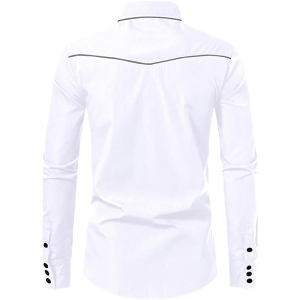 Western Cowboyskjorta för män Mode Slim Fit Design White 1 M