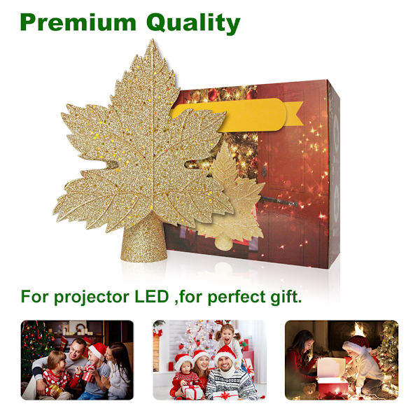 Joulukuusen latva koristeena lehti ja sisäänrakennettu LED Gold British Standard