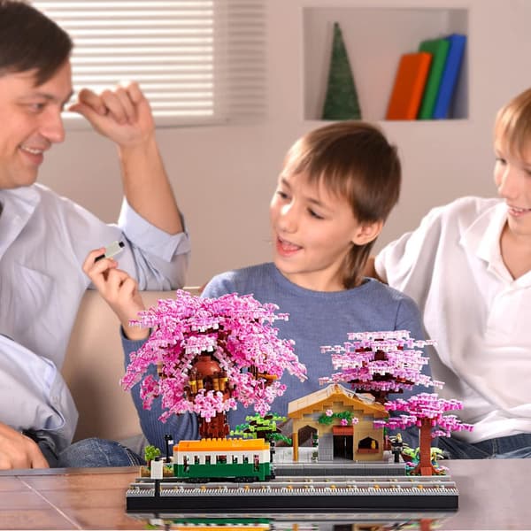 Körsbärsblomsträd Blomsterhus Mikro Byggklossar Set Style 2