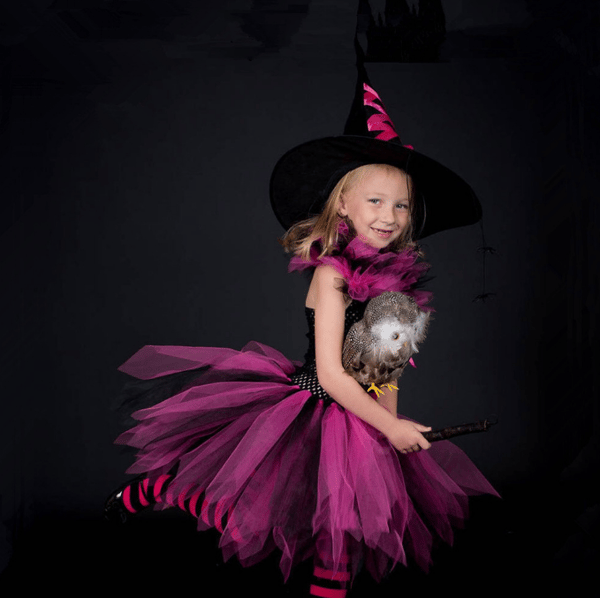 Halloween barn häxa tutu kostym S