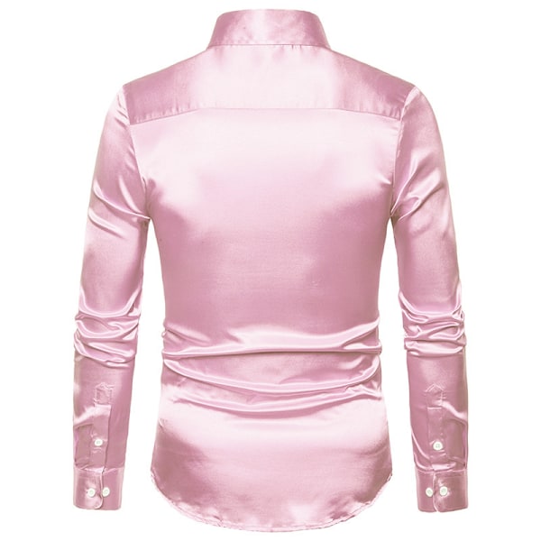 Dansbalskjortor i glänsande satin för män Pink M