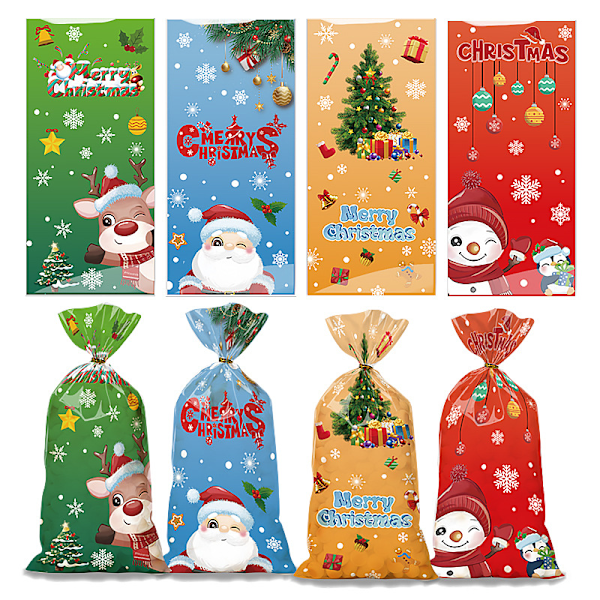 50 kpl Joulu Cellofaani Pusseja Solmulla 50PCS