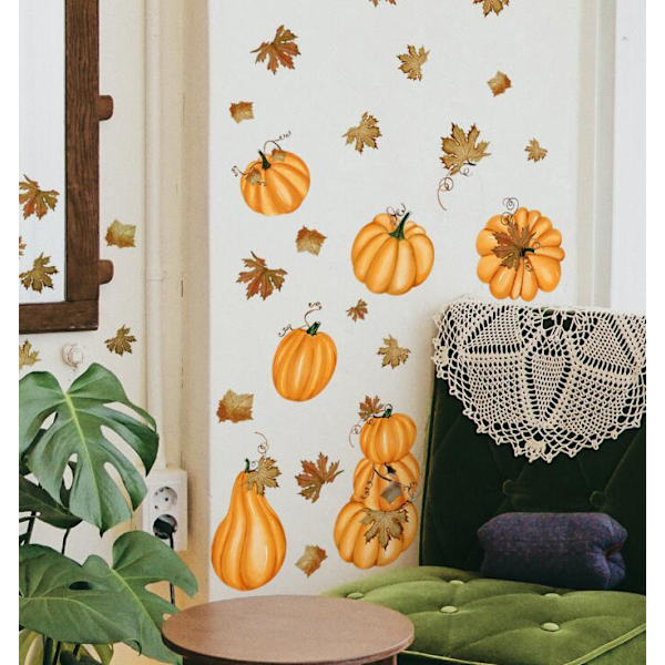 Høstblader med gresskar Halloween-dekorasjon Selvklebende maleri 27*27CM