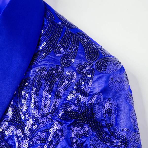 Miesten Sekvenssitakki Kimaltava Glitter-Takki Kiiltävä Kukallinen Puku Takki Blue 3XL
