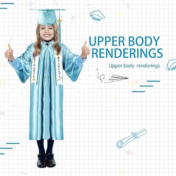 2025 Vuoden Esikoulu- ja Päiväkotivalmistujaismekko, Lakki ja Tupsusetti baby blue 3XL