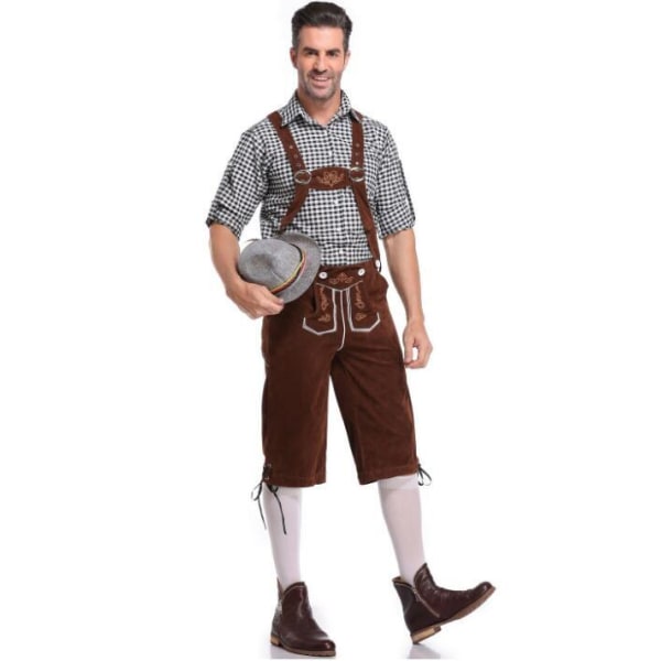 Oktoberfest- set för män med grå hatt Grey Brown XL