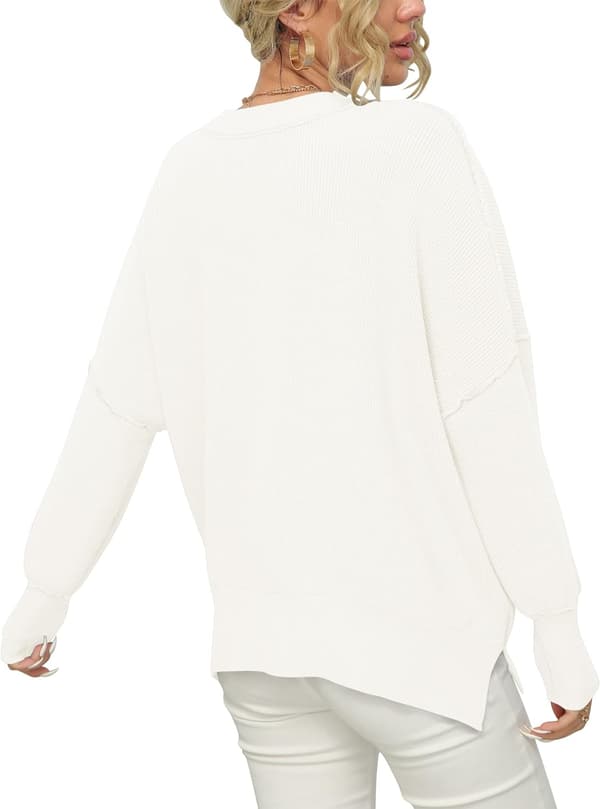 Hettegenser med flaggermusarmer for kvinner White S