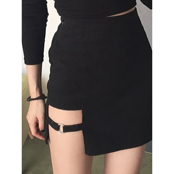 Asymmetrisk skjørt for kvinner, høy midje, gotisk dans, kort mini bodycon-skjørt M