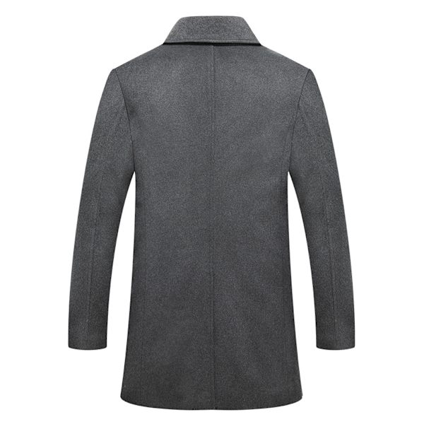 Klassisk dubbelknäppt ullkappa för män grey M