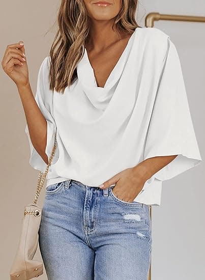 Bluser og Toppe til Kvinder - Kortærmede Chiffon Skjorter og Toppe White M