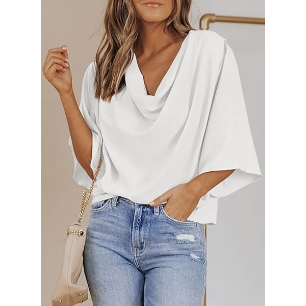 Naisten Blousit ja Topit Lyhythihainen Chiffon-paita ja Topit White L