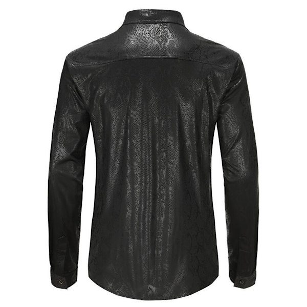 Snake Print Shirts för män Långärmade Casual Shirts 2XL