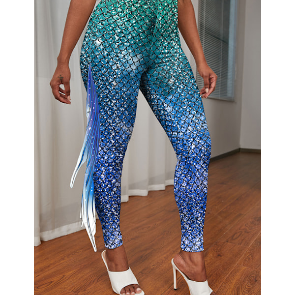 Sjöjungfru Leggings för Kvinnor Fiskfjäll Leggings Style 4 M
